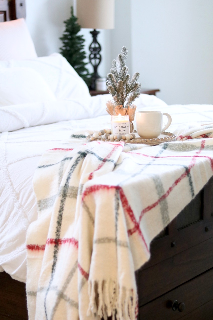 Cozy Farmhouse Christmas Bedroom Pottery Barn Throw Sugar