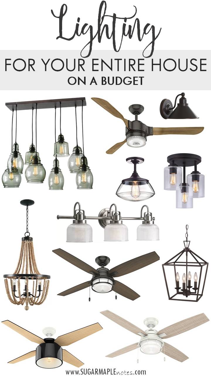 Lighting For Your Entire Home On A Budget - Modern Farmhouse Lover - Boho Vibes Lights - Lighting on a Budget - New Build Lighting - How to choose lighting for an entire house when building a new home - Lights on a budget - Farmhouse lighting #lighting #lights #fans