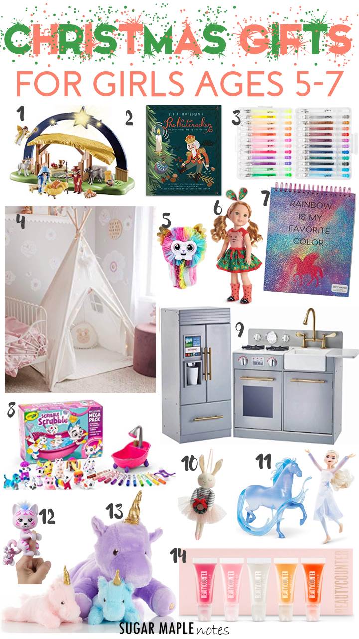 Christmas Gifts for Girls Ages 5-7 #christmasgifts #5yearold #giftsforlittlegirls #giftguide #girlsgifts #unicorns #dolls